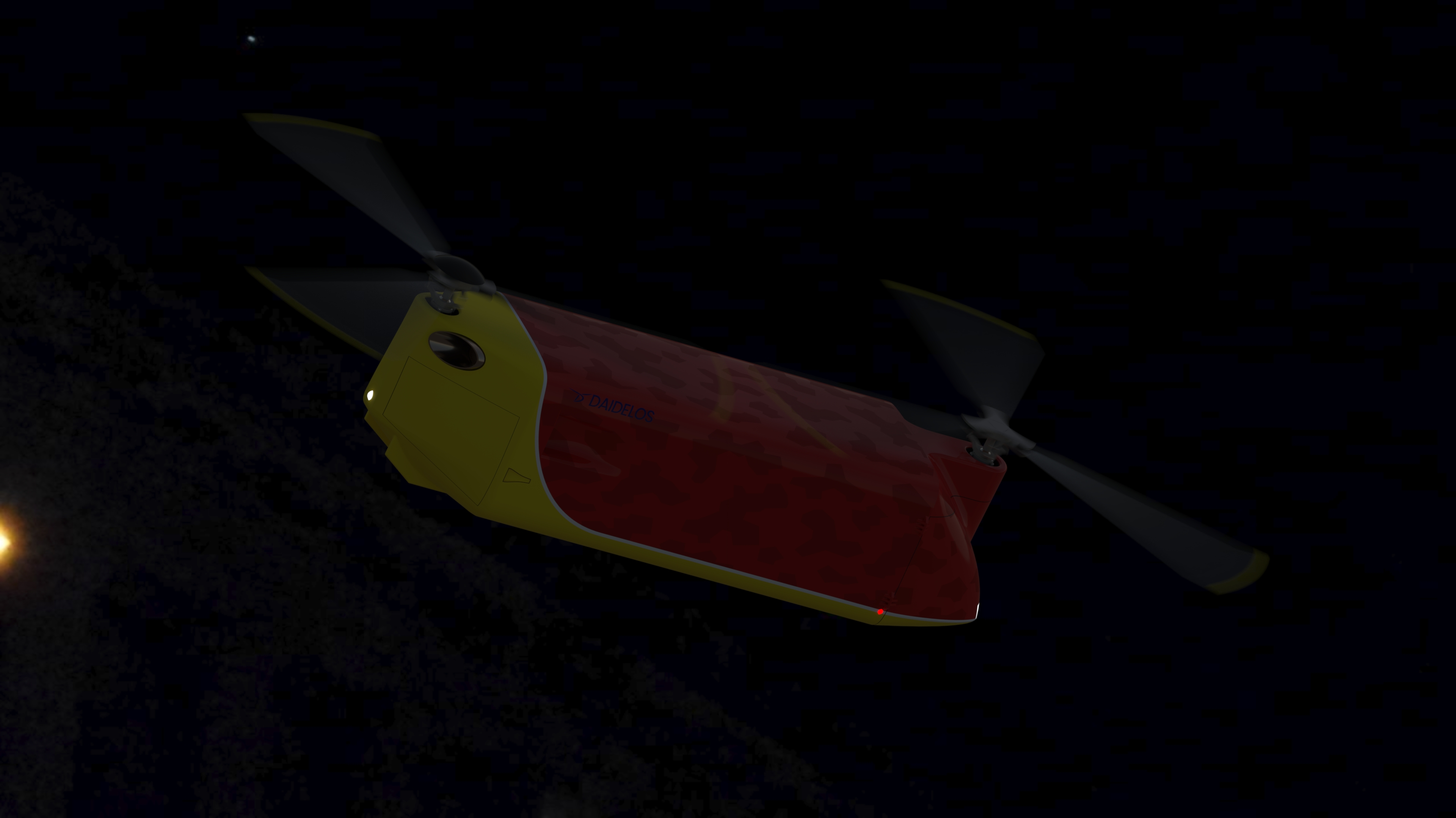 Daidelos 1200 firefighting drone in night flight